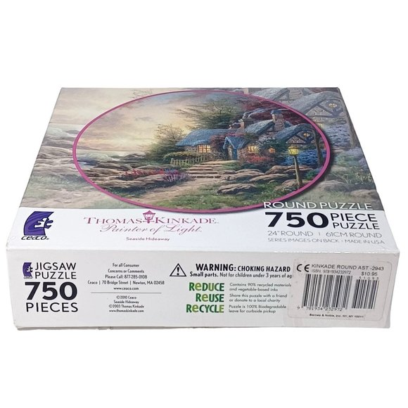 Thomas Kinkade Seaside Hideaway Painting  Art 24" Round 750 Pc Puzzle - Picture 6 of 9